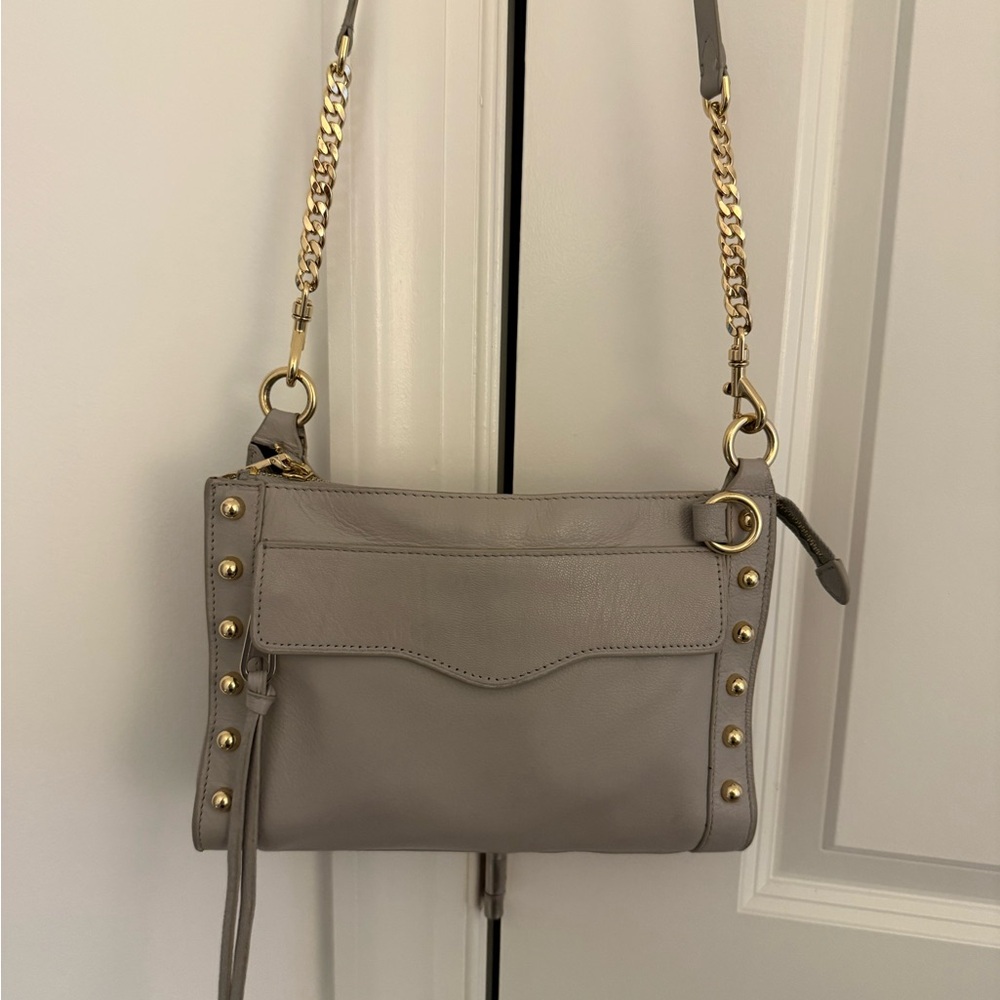Rebecca Minkoff Taupe Crossbody Bag with Gold Accents